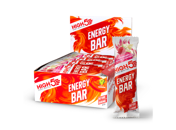 High5 EnergyBar Bringebær og Hvit Sjokolade by Sykkelkomponenter