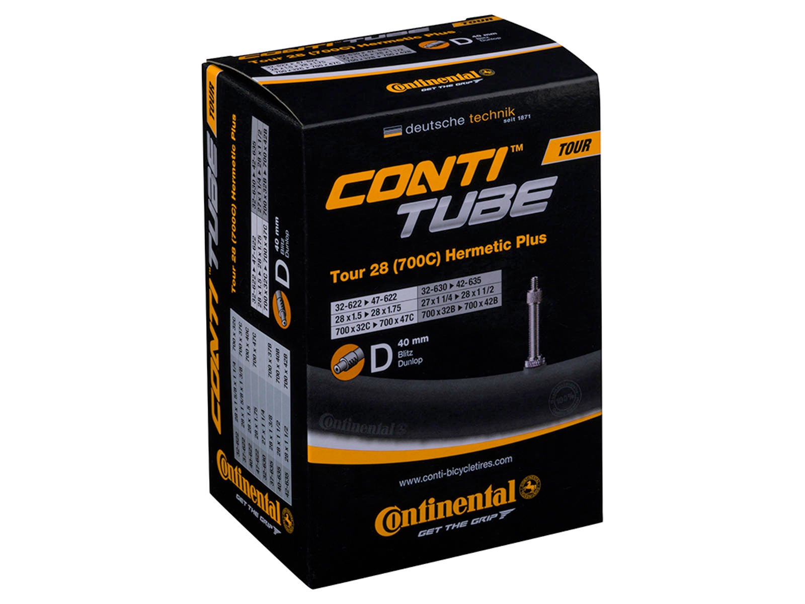 Continental Tour Hermetic Plus 32/47-622mm Dunlop Slange by Sykkelkomponenter