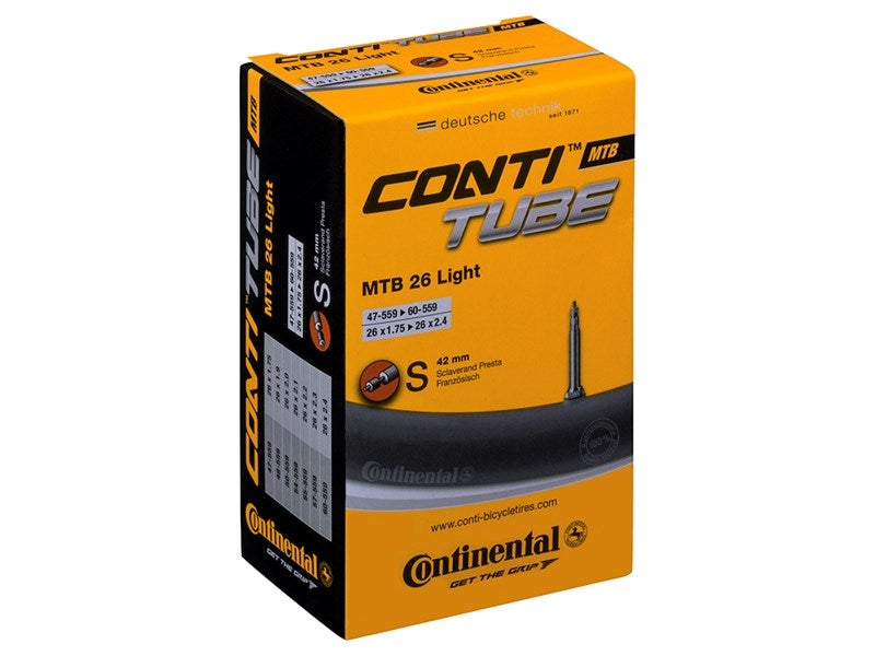 Continental MTB Light, SV42 Presta, 26" x 1,75-2,50" Slange by Sykkelkomponenter