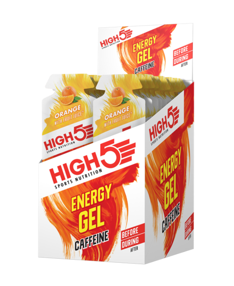 High5 EnergyGel Koffein Appelsin Energigel 20 stk by Sykkelkomponenter