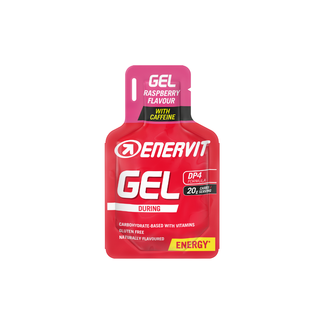 Enervit Gel m/ Koffein Bringebær Energigel by Sykkelkomponenter