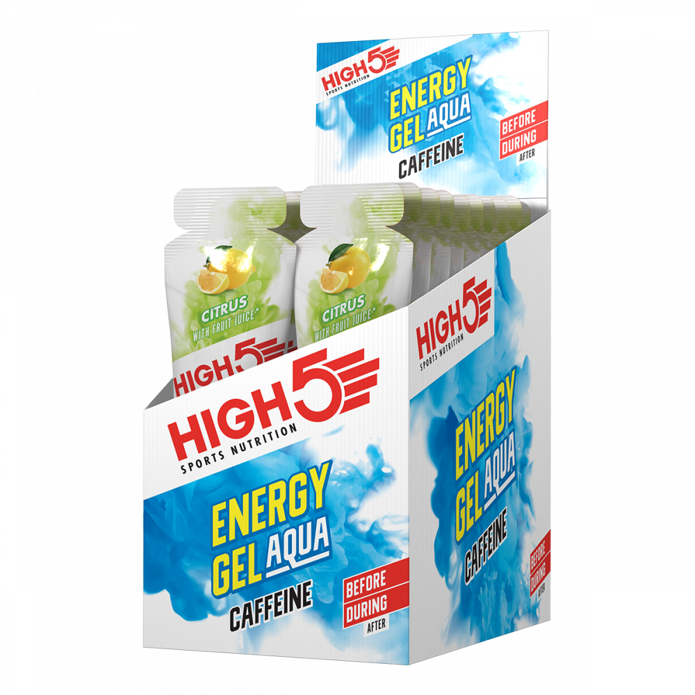 High5 EnergyGel Aqua Koffein Sitrus Energigel 20 stk by Sykkelkomponenter