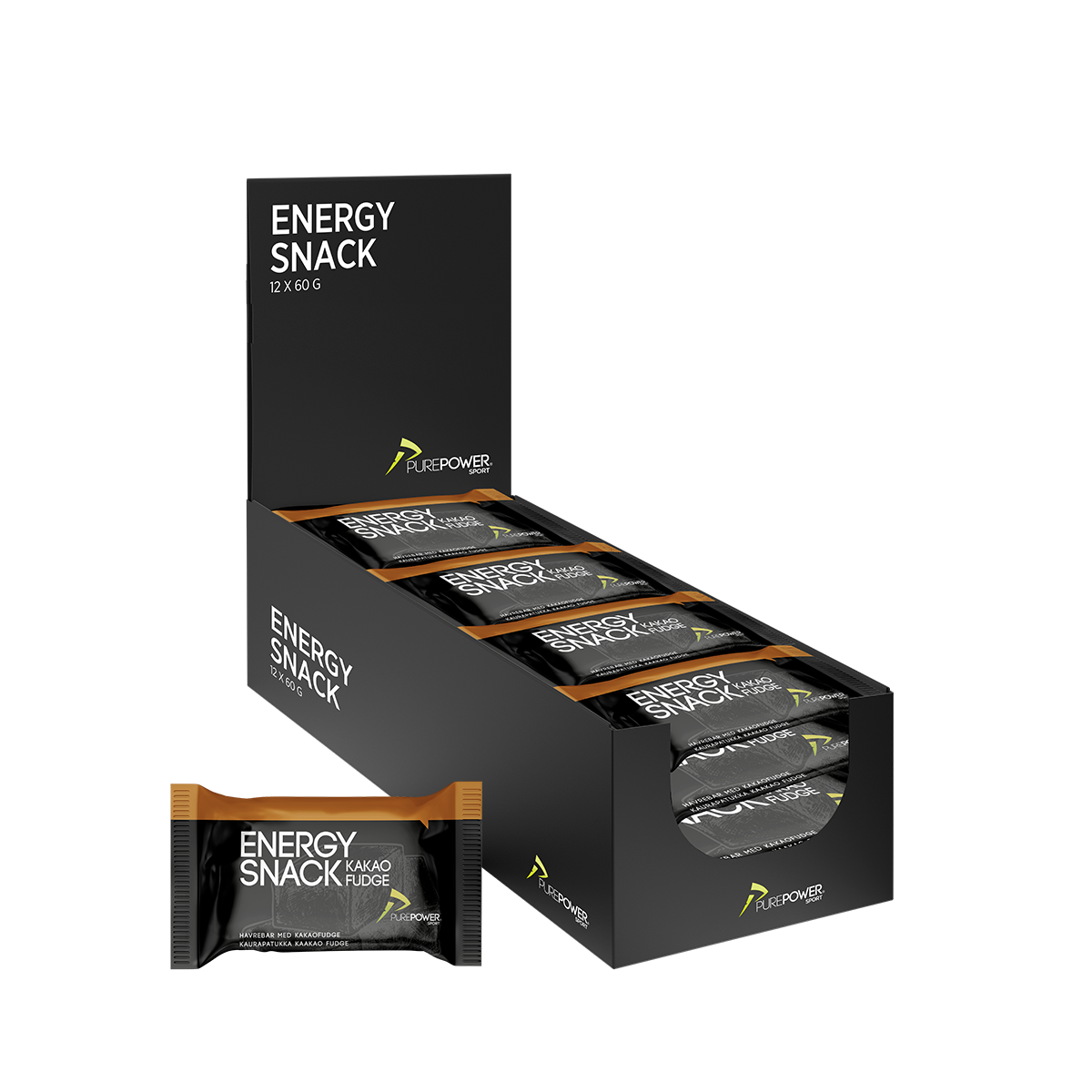 PurePower Energy Snack Kakao Fudge Bar 12 stk by Sykkelkomponenter