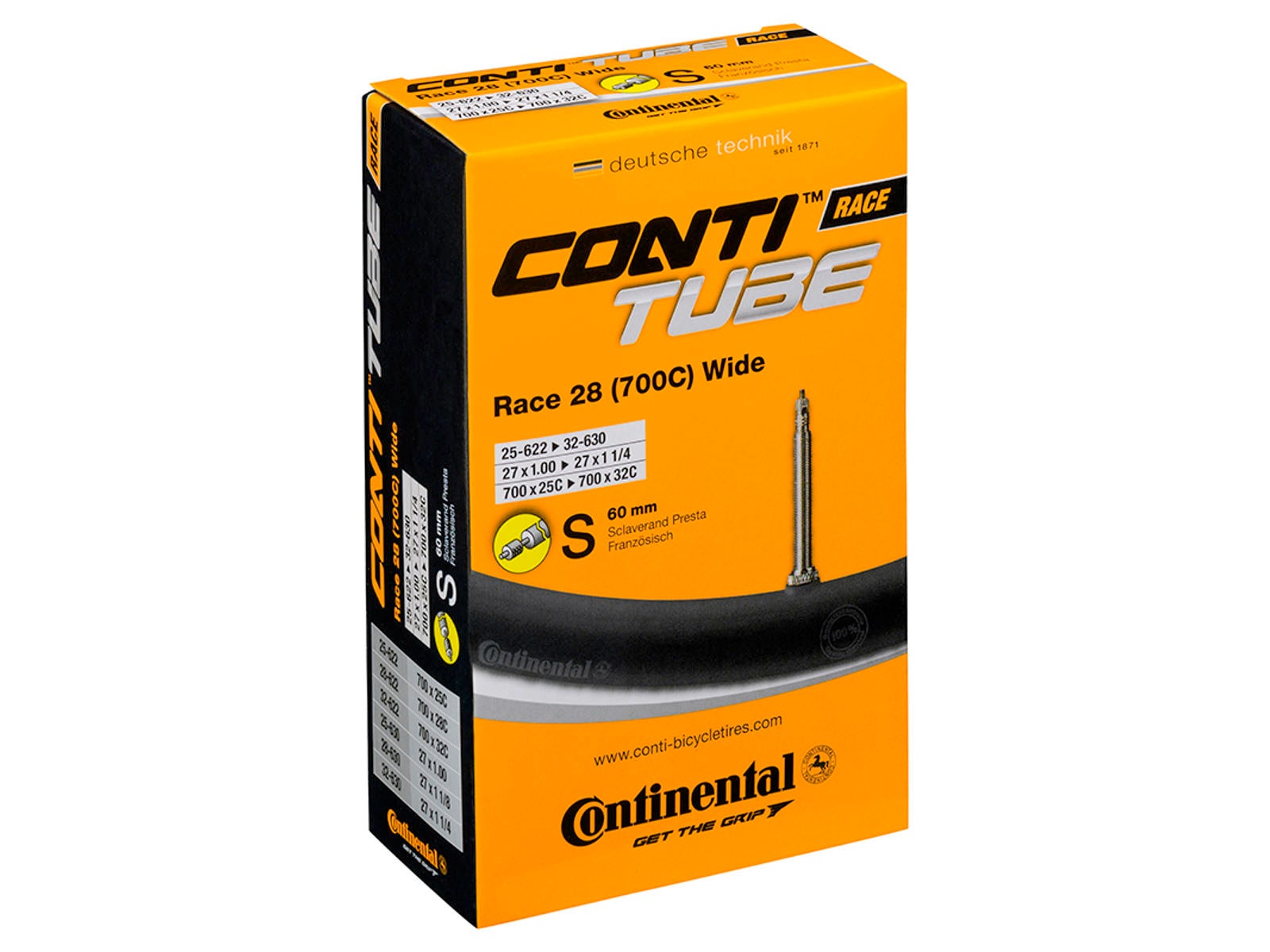 Continental Race 28 Wide 25/32-622mm Presta Slange by Sykkelkomponenter