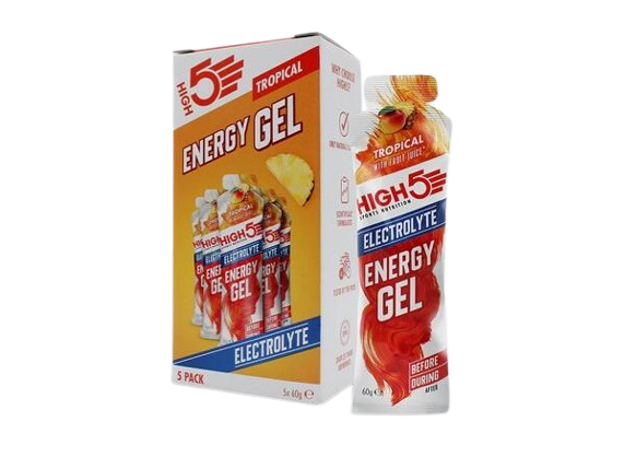 High5 EnergyGel Electrolyte Tropisk Energigel DATOVARE 5 STK by Sykkelkomponenter