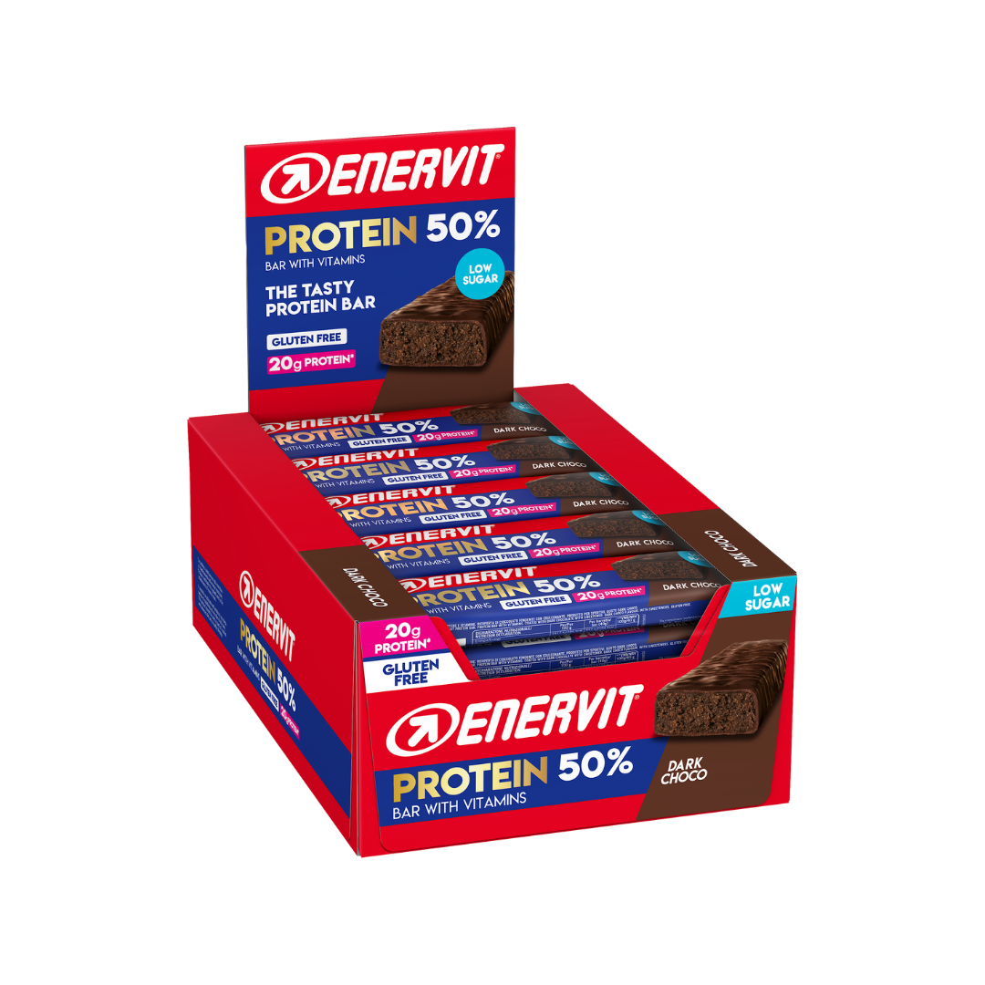 Enervit Protein 50% Dark Choco Proteinbar 30 stk by Sykkelkomponenter