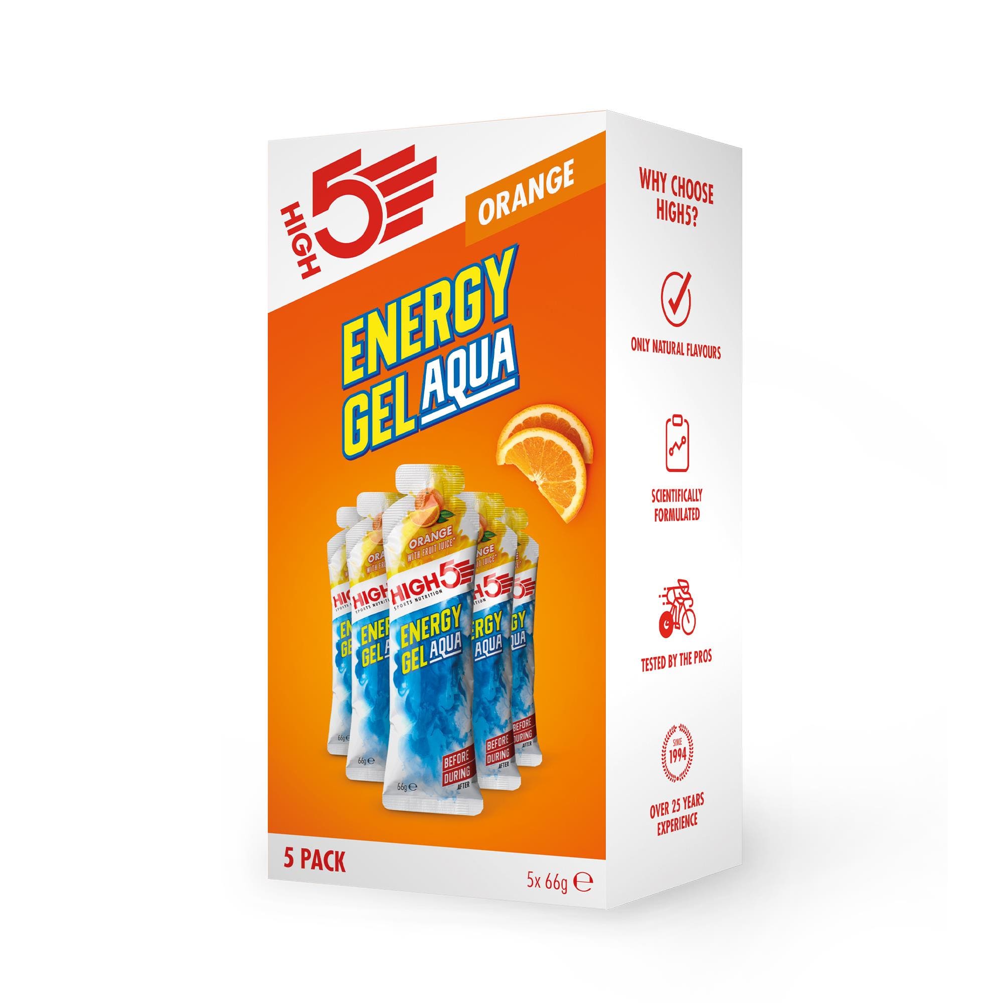 High5 EnergyGel Aqua Appelsin Energigel 5 stk by Sykkelkomponenter