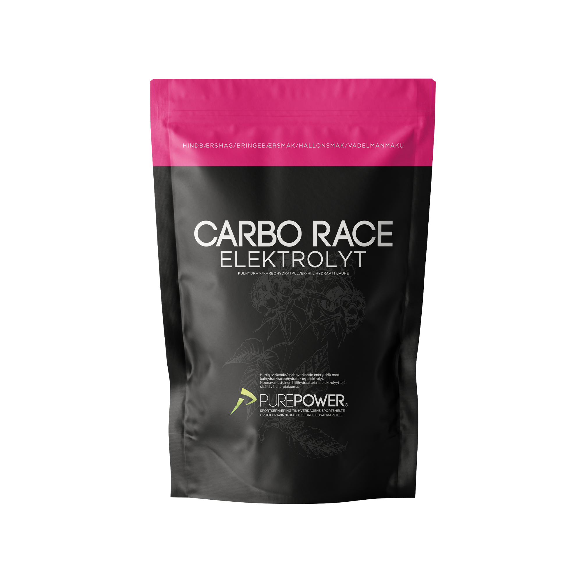 PurePower Carbo Race Elektrolytt Bringebær Sportsdrikk by Sykkelkomponenter