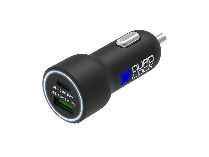 Quad Lock Dual USB 12V Car Charger by Sykkelkomponenter