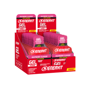 Enervit Gel m/ Koffein Bringebær Energigel 24 stk