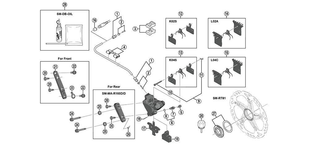 Shimano Festebolt for BR-RS505 Flat Mount Bremsekaliper Bak by Sykkelkomponenter