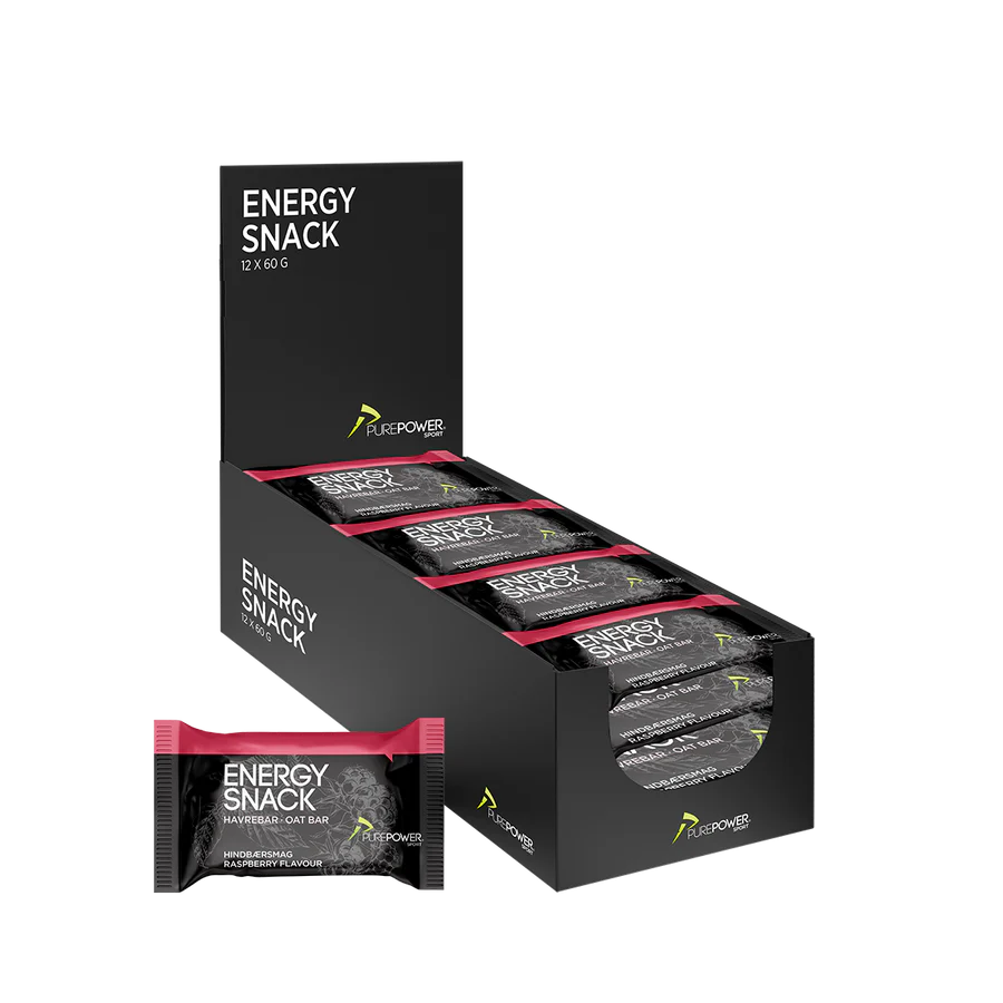 PurePower Energy Snack Bringebær Bar 12 stk by Sykkelkomponenter