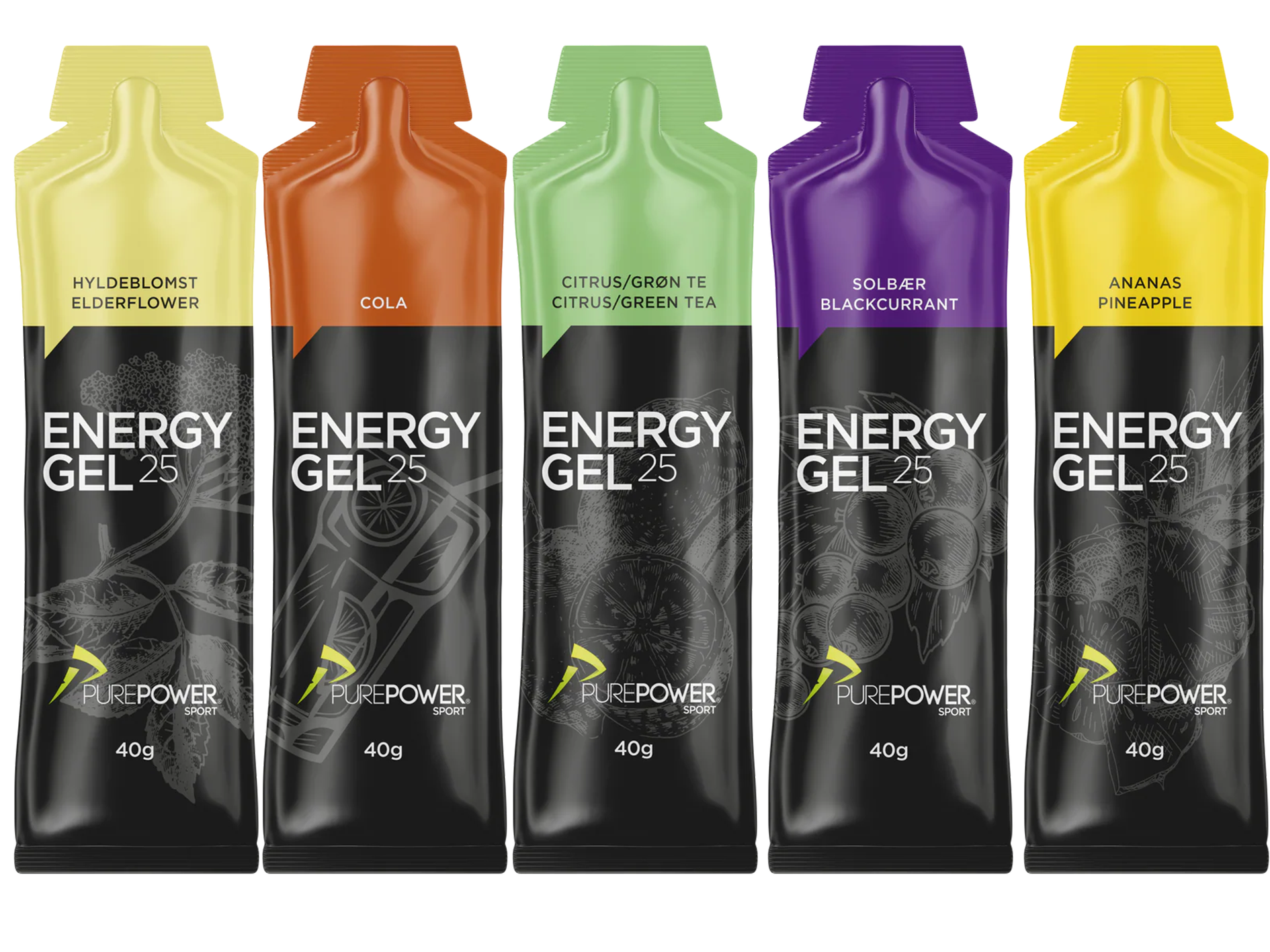PurePower Variety 5-pack Energigel by Sykkelkomponenter