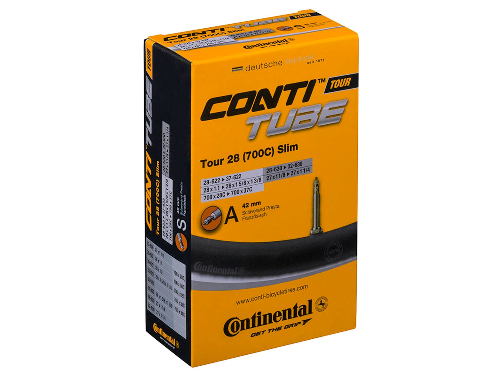 Continental Tour Slim 28/37-622mm Presta Slange by Sykkelkomponenter
