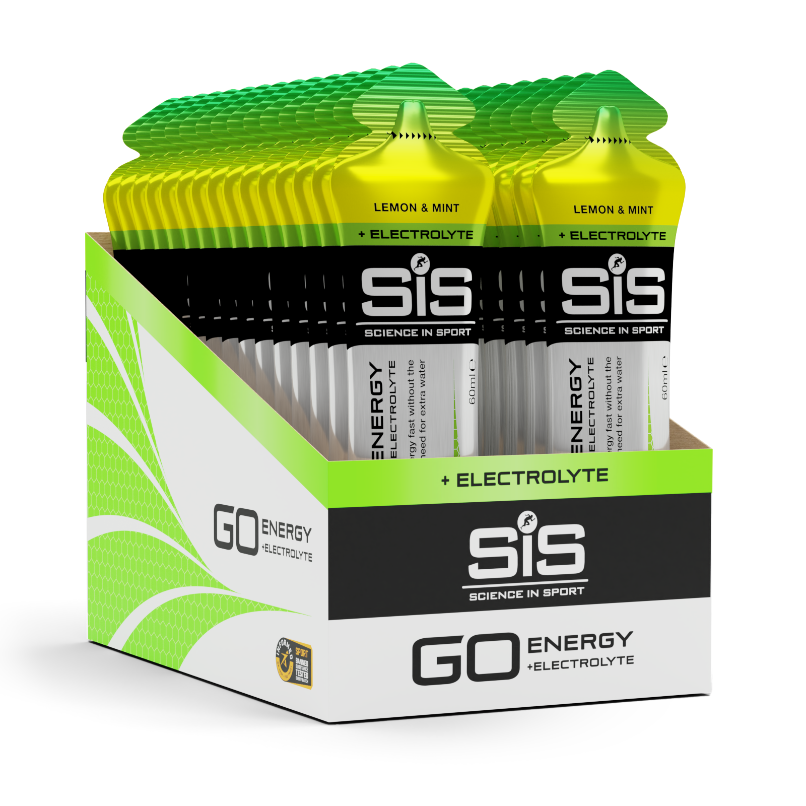 SIS GO Isotonic Energy+Electrolyte Lemon & Mint Energigel 30 stk by Sykkelkomponenter