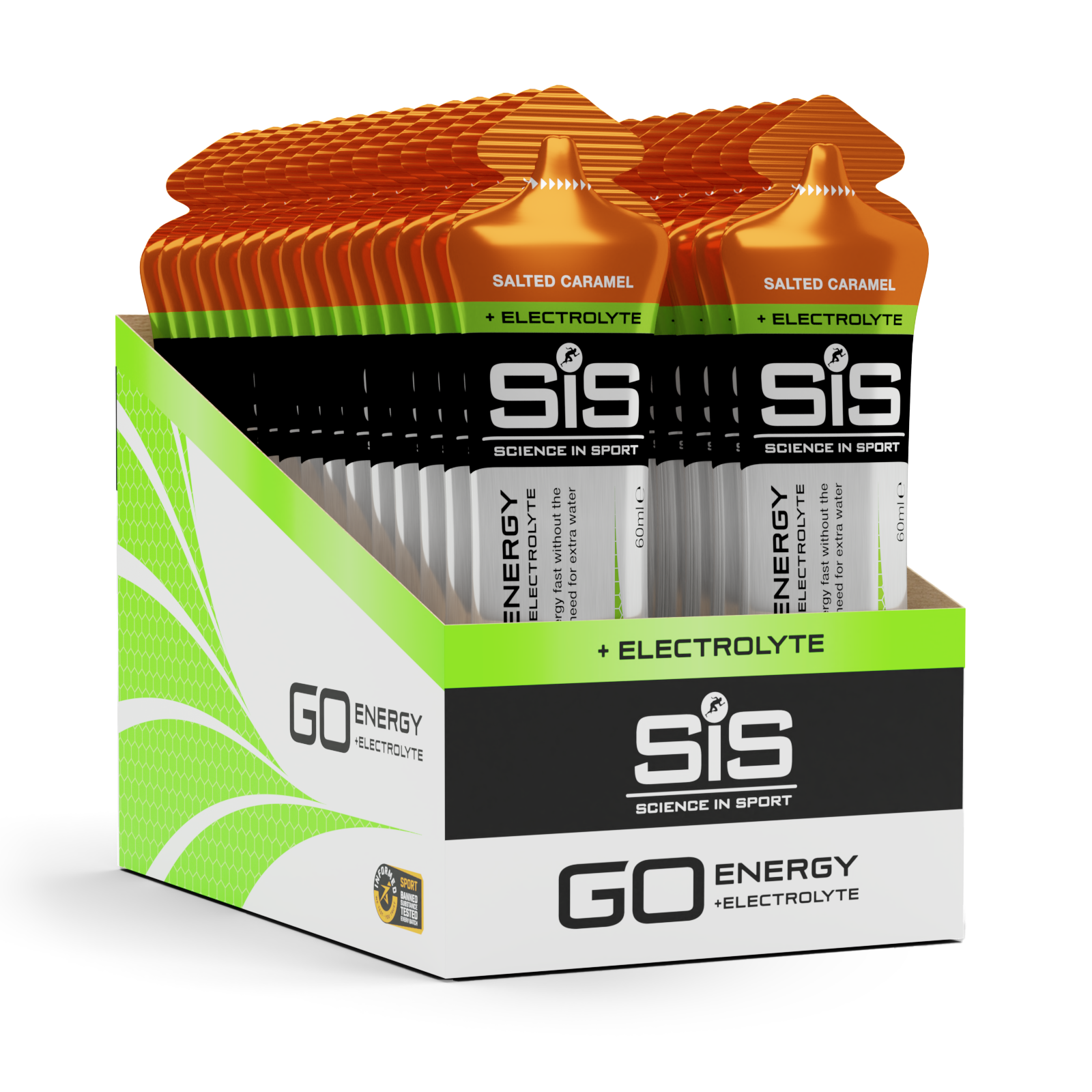SiS GO Isotonic Energy+Electrolyte Salted Caramel Energigel 30 stk by Sykkelkomponenter