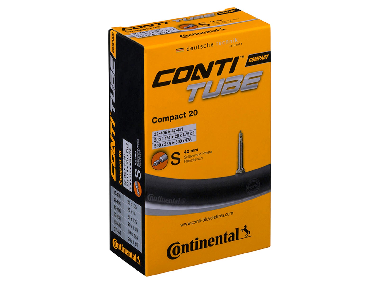 Continental Compact 20 x 1,30-1,90 Presta Slange by Sykkelkomponenter