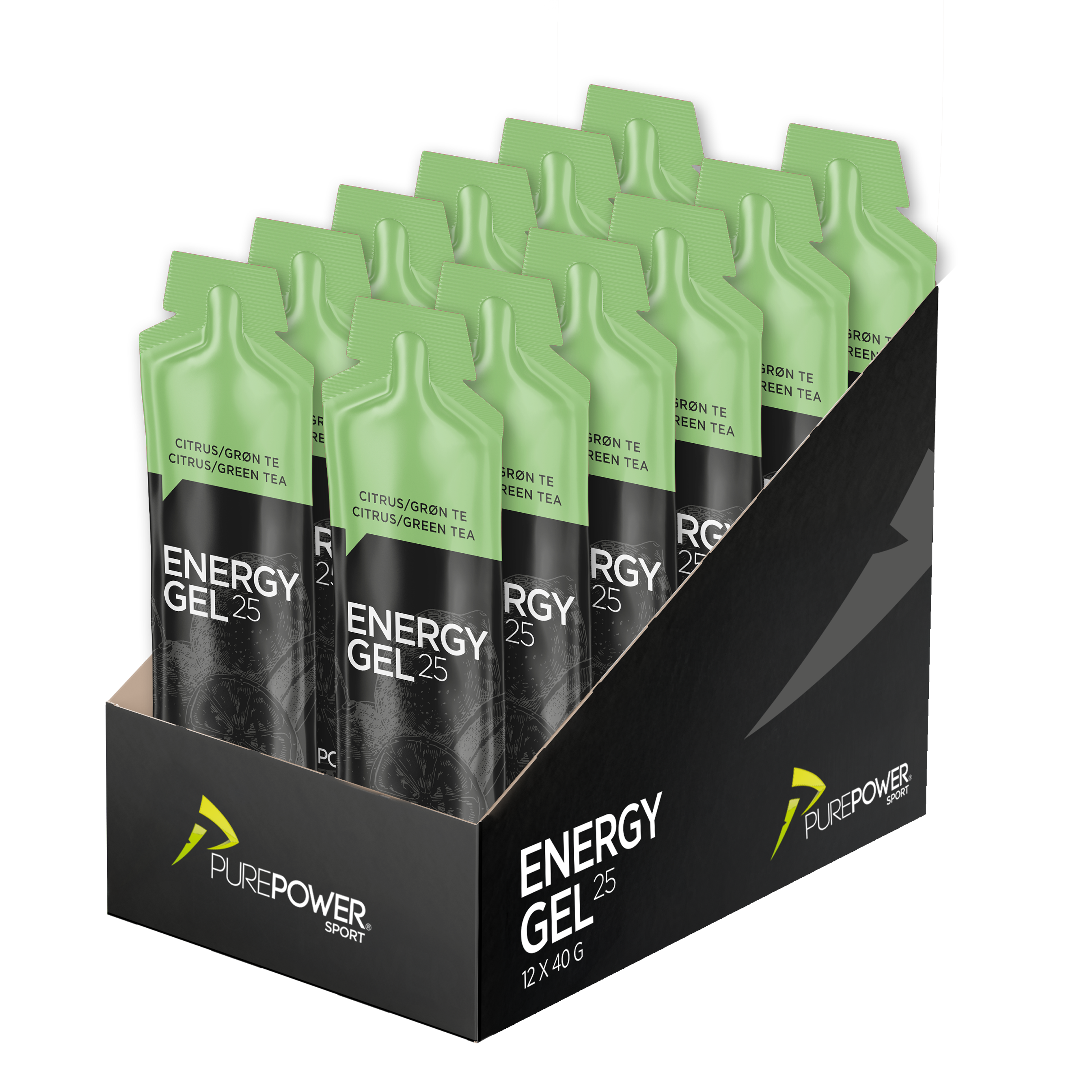 PurePower Sitrus & Grønn Te Energigel 12 stk by Sykkelkomponenter