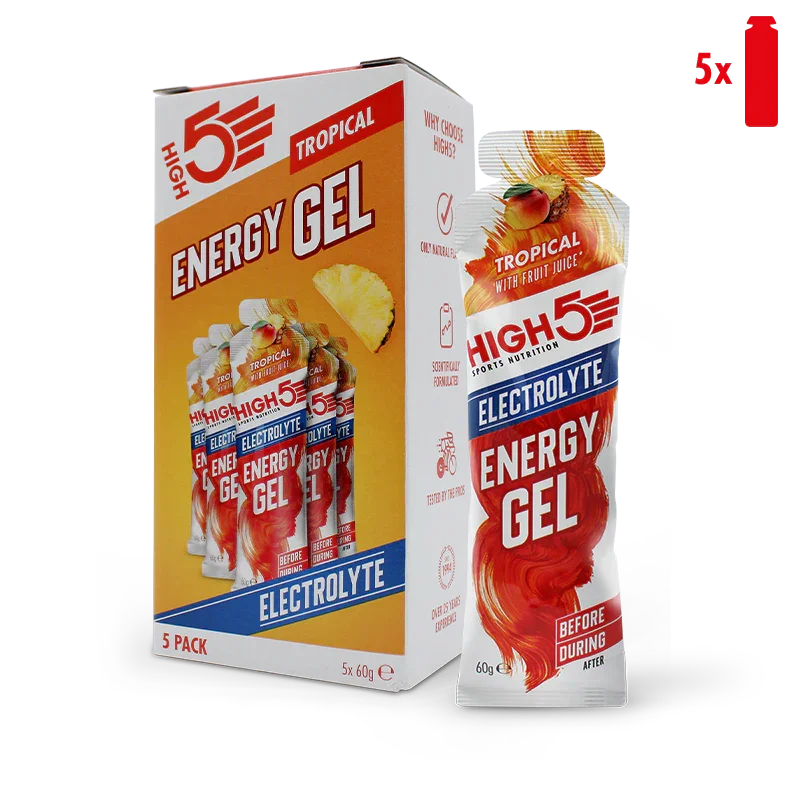 High5 EnergyGel Electrolyte Tropisk Energigel 5 stk by Sykkelkomponenter