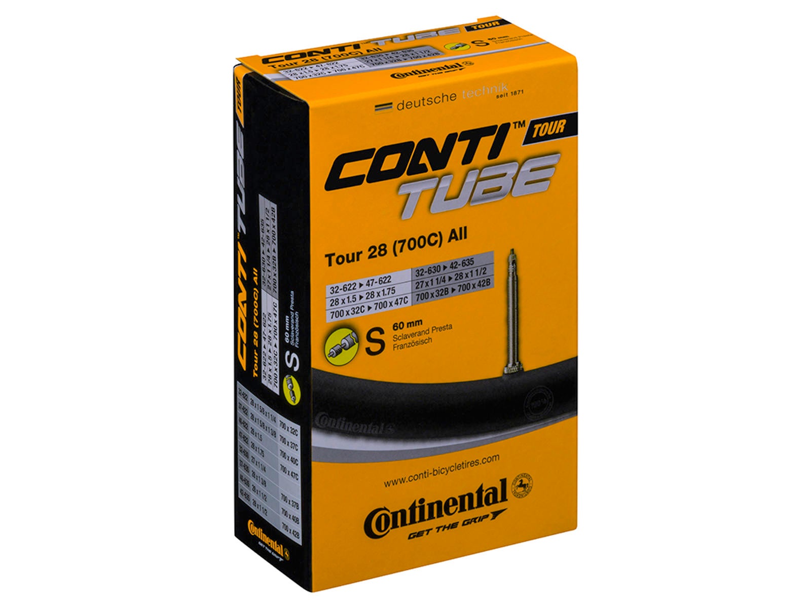 Continental Tour All 32/47mm-622/635mm Presta Slange by Sykkelkomponenter