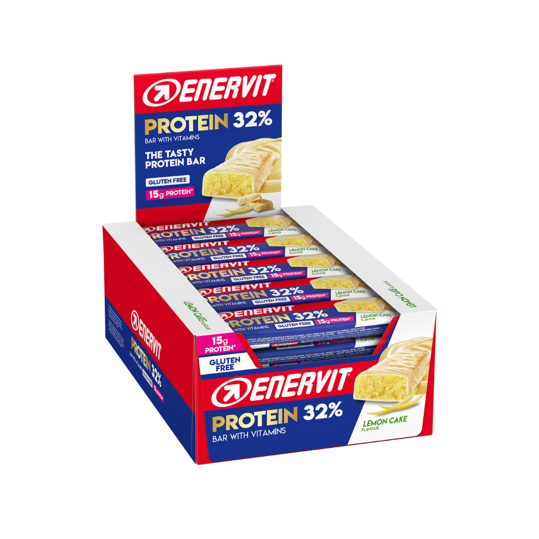Enervit Protein 32% Lemon Cake Proteinbar 30 stk by Sykkelkomponenter