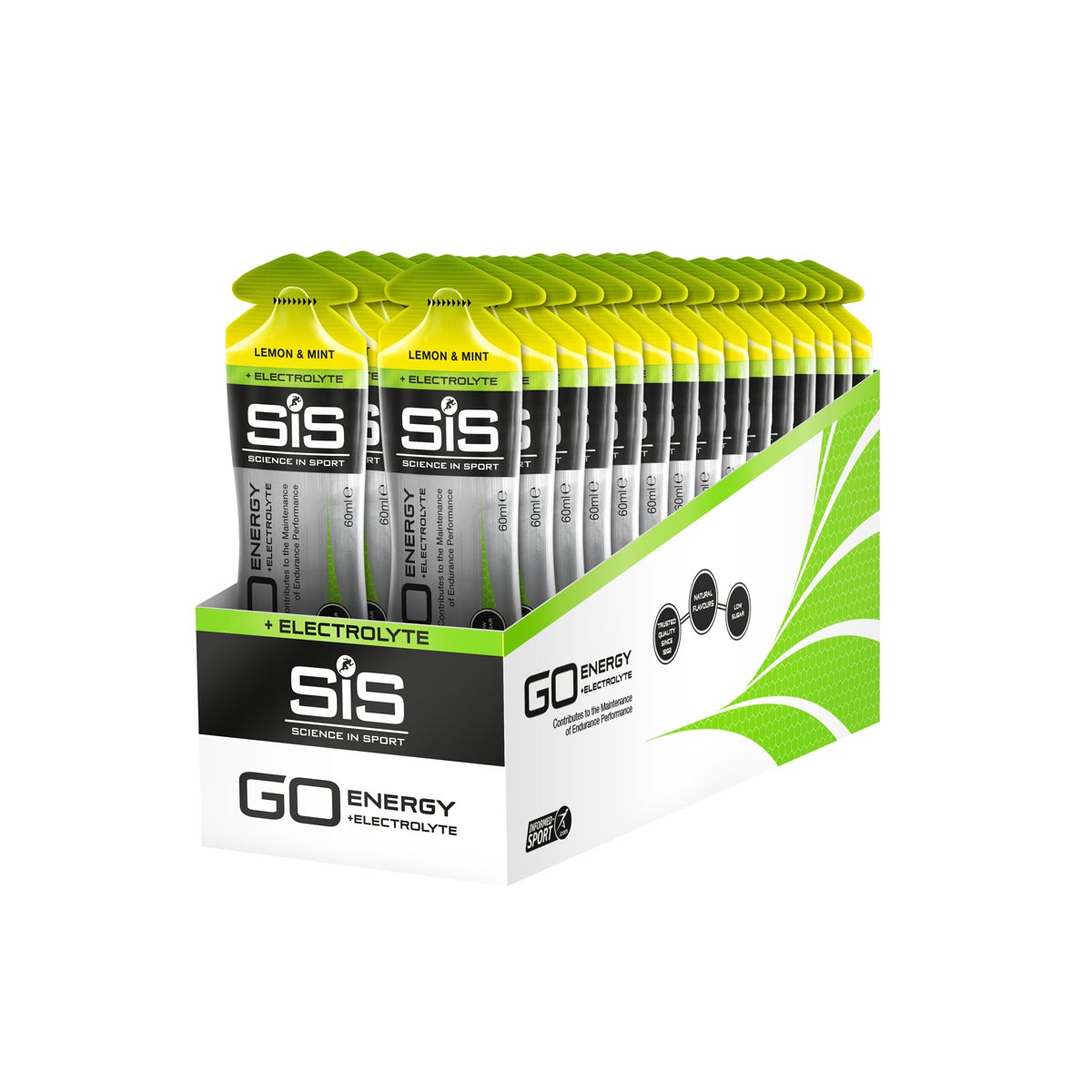 SIS GO Isotonic Energy+Electrolyte Lemon & Mint Energigel 30 stk by Sykkelkomponenter
